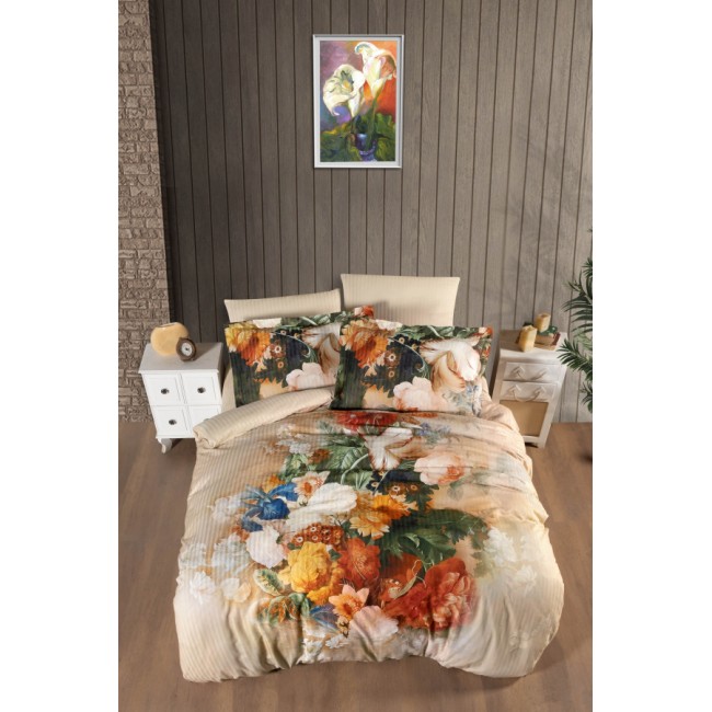 Постельное белье Карвен Stripe Satin с цветным принтом 1.5 спальное N249 -SB002(4пр.) (Акция)