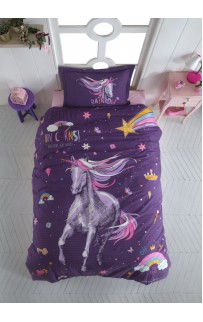 Постельное белье "Карвен" YOUNG STYLE ранфорс 1,5 спальн. Rainbow Purple v-1