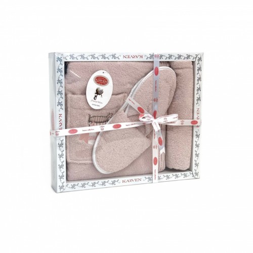Набор для сауны KARVEN женский махра (75*150 чалма+тапки) B354(V-2)-5 pembe/розовый