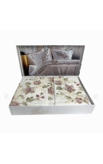 Постельное белье Zebra casa сатин с вышивкой евро N168 AZUR capp/bordo