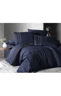 Постельное белье (Сатин де люкс) евро (Stripe Style Navy Blue)