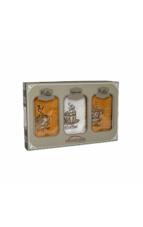 Набор полотенец кухонный Карвен "MISHENNA" махра 40*60 3 шт.НМ 739 v2 оранж/белый/оранж