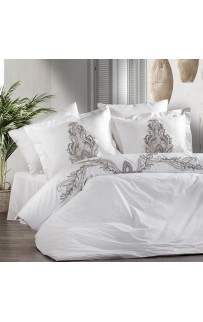 Постельное белье Zebra casa сатин с вышивкой евро N168 TIARA gri