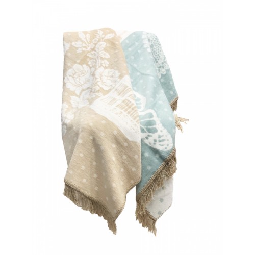 Плед AKSU "VINTAGE" хлопок 1.5 спальн. Р 916 turkuaz-bej/бирюзово-бежевый