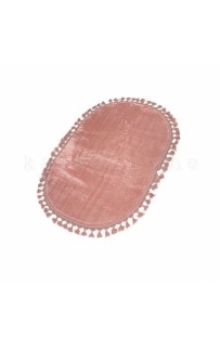 Набор ковриков для ванной Карвен POST DOKUMA OVAL SACAKLI/мех с бахрамой 50*60-60*100 KV 413 pudra/пудровый
