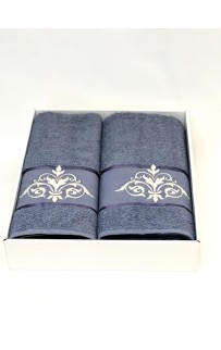 Набор полотенец Карвен "DAMAKS" махра 50*90/70*140 HS 1654 v9 индиго