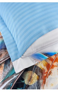 Постельное белье Карвен Stripe Satin с цветным принтом семейное N251-SB018 (7пр.) (Акция)