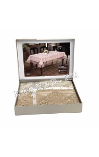 Скатерть Карвен "KENDY" 160*220 с гипюром М 784 kapucino/капучино