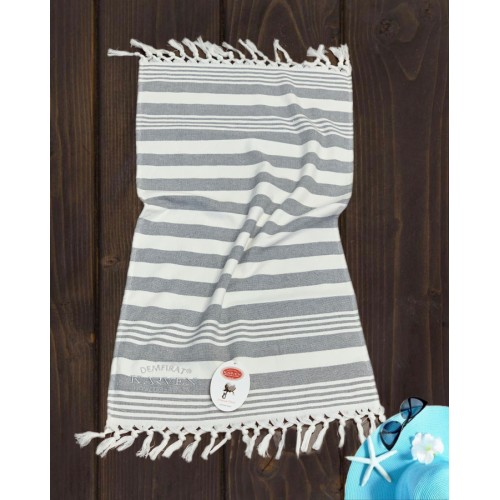 Полотенце Карвен 100*150 1шт. с бахрамой пештемаль махра Н 3277 v1 серый