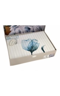 Постельное белье Карвен Stripe Satin с цветным принтом семейное N251-SB009 (7пр.) (Акция)