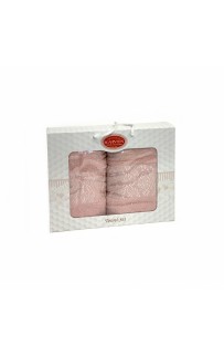 Набор полотенец Карвен "PINK DAMAKS" махра 50*90/70*140 HS 1697 v2 пудровый(акция)
