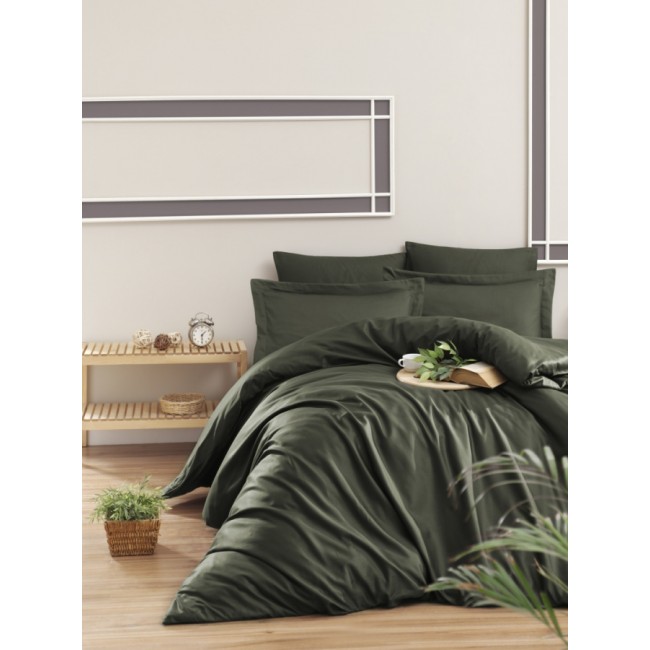 Постельное белье "Карвен" сатин евро (Snazzy Dark Green)