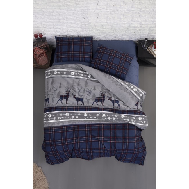 Постельное белье Карвен HAPPINIES NAVY BLUE фланель евро