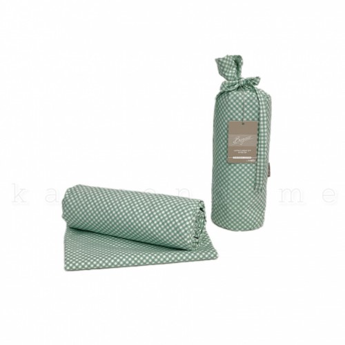 Простынь Sarev Bazaar "SOREL"на резинке+2 наволочки"FITTED CARSAF SETI" евро поплин 160*200+30смP 940 v5 yesil/салатовый