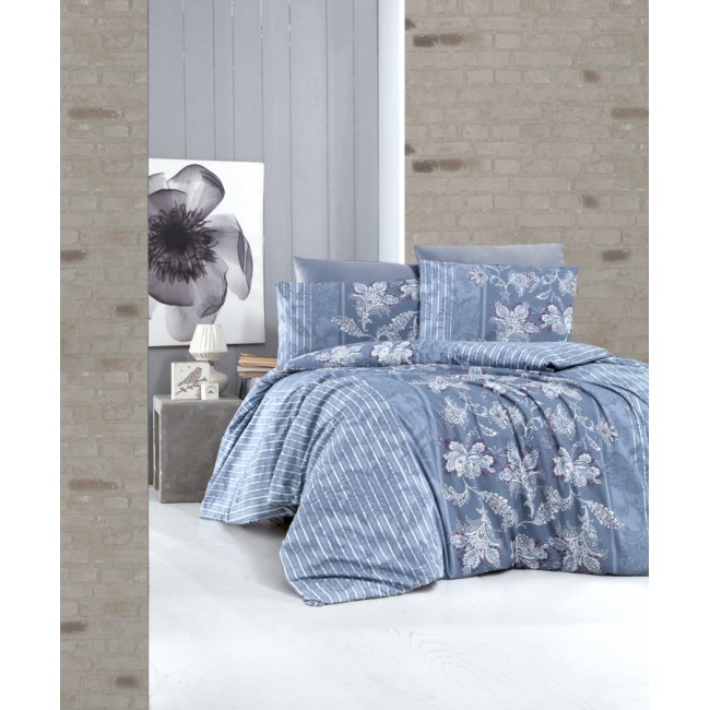 Постельное белье "Карвен" ранфорс евро (Polca Indigo)