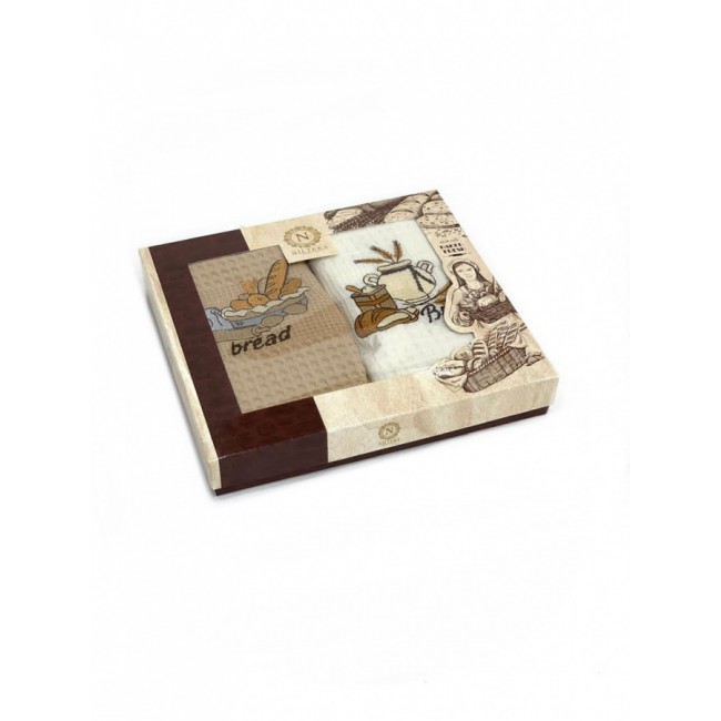 Набор полотенец кухонный "ХЛЕБ" вафля 40*60-2шт. НМ515-V7 крем/песочный