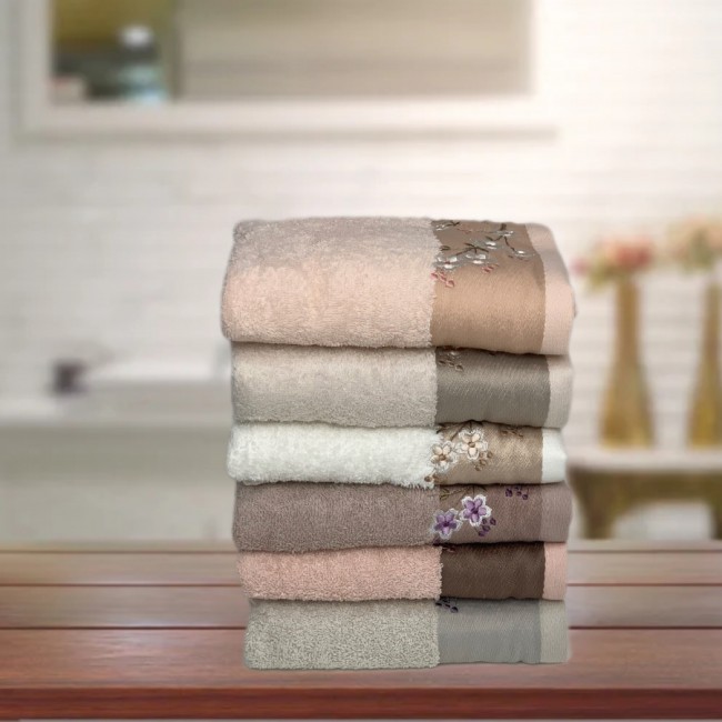 Полотенеце Карвен 70*140 1шт.махра с вышивкой H 7001 BAHAR DALI (Акция)