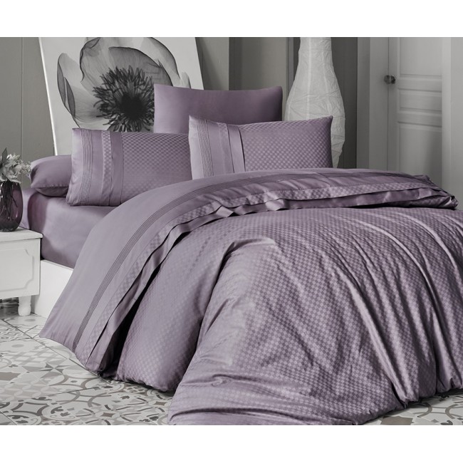 Постельное белье (Сатин де люкс) евро (Square Leylak)