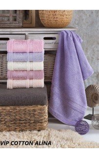 Полотенце Карвен Vip Cotton "ALINA" 80*150 6шт.махра H 3284