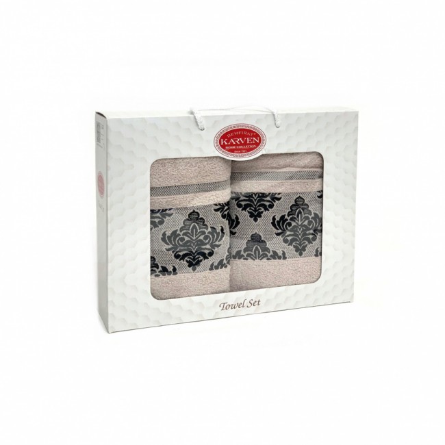 Набор полотенец Карвен "Y DAMASK" махра 50*90/70*140 HS 1701 v2 св.бежевый