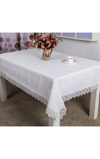 Скатерть "Карвен" двойная ткань (лен+органза) с гипюром 160*260 М 618-4