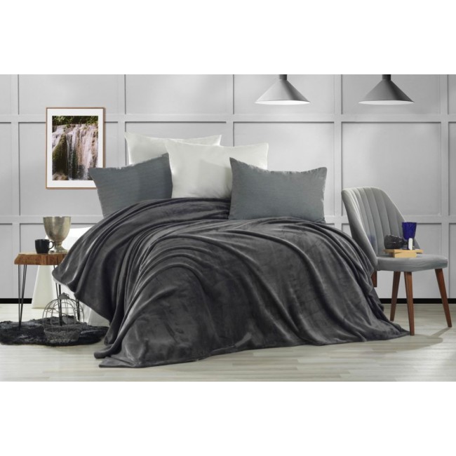 Плед KARVEN Super Soft "VIGAN" 200*220 п/э евро Р 942 антрацит (Акция).