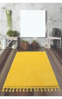 Ковер Карвен POST DOKUMA SACAKLI/мех с бахрамой 80*120 KV 027 hardal/горчичный