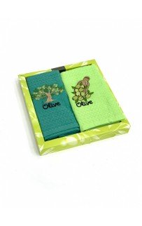 Набор полотенец кухонный "ОЛИВА" вафля 40*60-2шт. НМ515V-12 зел/салат