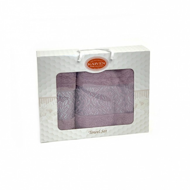 Набор полотенец Карвен "PINK DAMAKS" махра 50*90/70*140 HS 1697 v4 св.лиловый(акция)