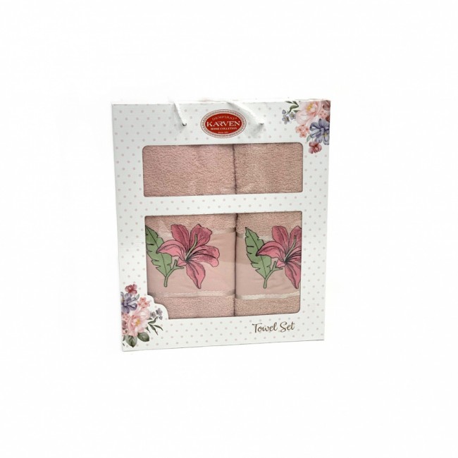 Набор полотенец Карвен "ZAMBAK" махра 50*90/70*140 HS 1626 v10 св. пудра