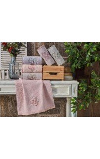 Набор полотенец Карвен " ROSE" махра 50*90/70*140 HS 1683v6 yesil/серо-зеленый