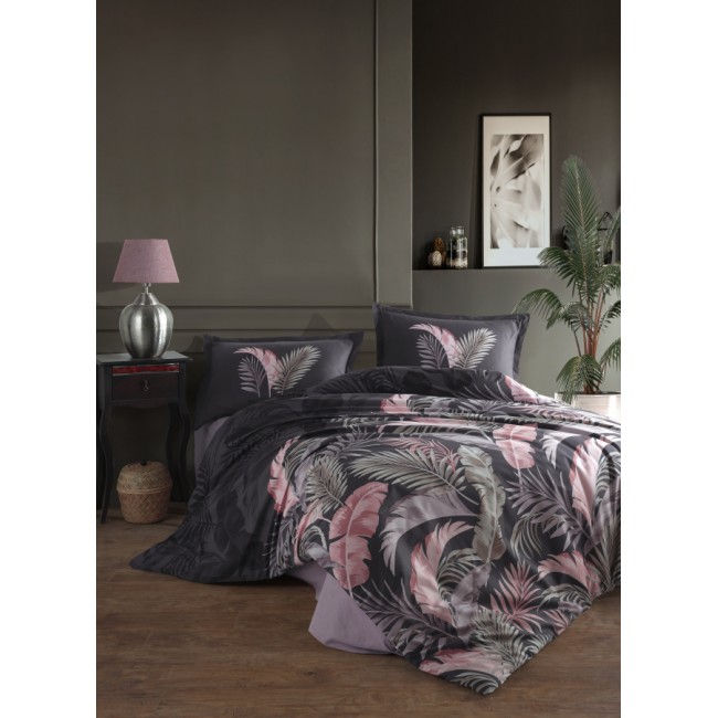 Постельное белье "Карвен" ранфорс семейный Hena Antrasite v-1