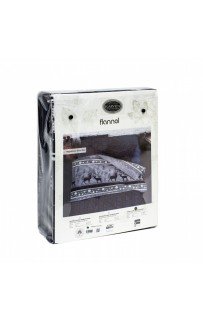 Постельное белье Карвен фланель евро N244 HAPPINESS NAVY BLUE