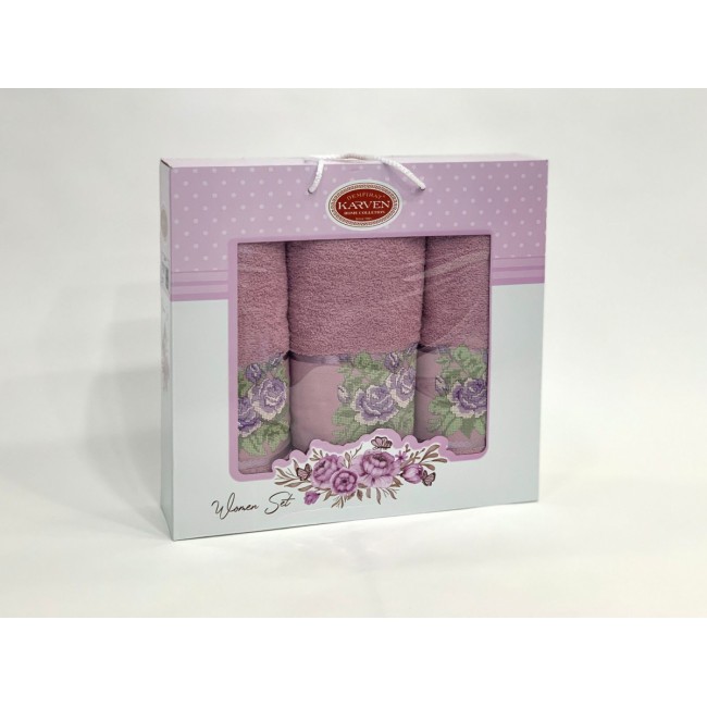 Набор полотенец Карвен "PANO" махра 50*90(2)/70*140 HS 1663 v4 т.лиловый