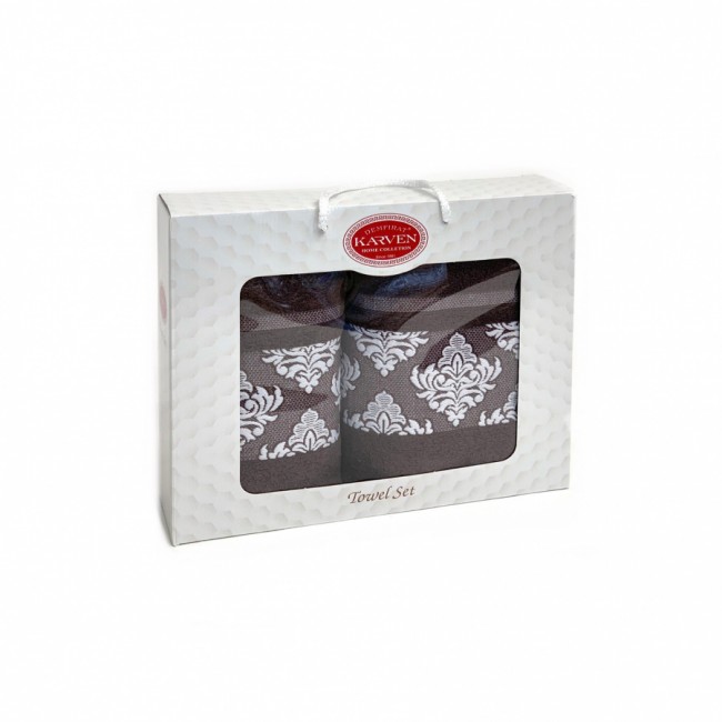 Набор полотенец Карвен "Y DAMASK" махра 50*90/70*140 HS 1701 v4 шоколад Набор полотенец Карвен "Y DAMASK" махра 50*90/70*140 HS 1701 v4 шоколад