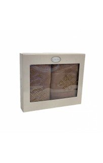 Набор полотенец в коробке Карвен "МОЗАИКА" махра 50*90/70*140 HS1719 v6 шоколад (Акция)