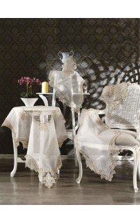 Скатерть ZEBRA "ORNELLA" 80*180 (5пр) с гипюром М 707