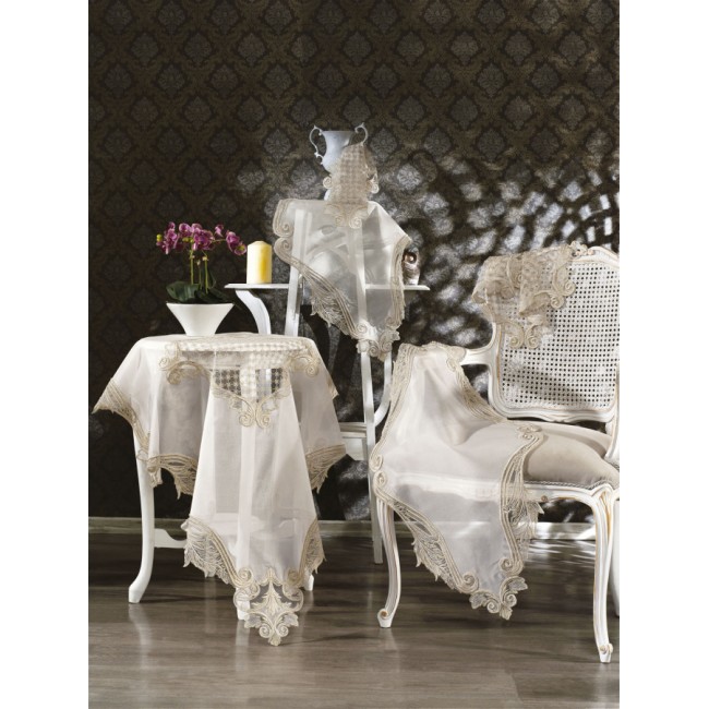 Скатерть ZEBRA "ORNELLA" 80*180 (5пр) с гипюром М 707