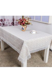 Скатерть "Карвен" двойная ткань (лен+органза) с гипюром 160*350 М 617-6 (Акция)