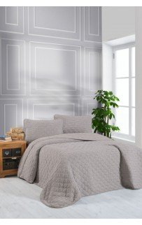 Комплект KARVEN "MUSLIN BAKLAVA"(покрывало+наволочка) хлопок 1.5 спальн.Y836-baklava-V6 kahve/кофейн (Акция)