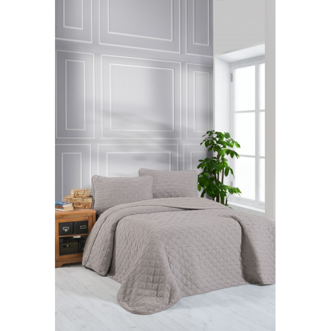 Комплект KARVEN "MUSLIN BAKLAVA"(покрывало+наволочка) хлопок 1.5 спальн.Y836-baklava-V6 kahve/кофейн (Акция)