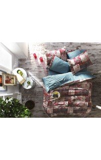 N049 Постельное белье Zebra шелк/сатин-жатка евро (Simena turkuaz) (Акция)