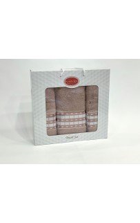 Набор полотенец Карвен "YOL SERITLI" махра 50*90(2)/70*140 HS1651v5 т/бежевый