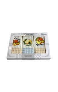 Набор полотенец кухонный NILTEKS "ФРУКТЫ"вафля 35*45 3 шт.НМ 752 v13 крем/желт