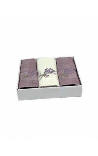 Набор полотенец Карвен "LAVANTA " махра 50*90(2)/70*140 HS 1607 v5 крем/сиреневый