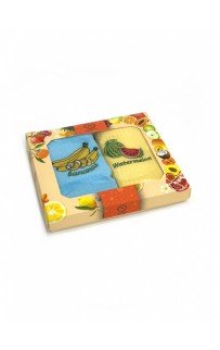 Набор полотенец кухонный "БАНАН" вафля 40*60-2шт. НМ515-V17 голубой/желтый