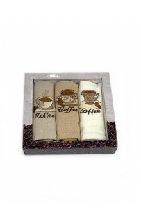 Набор полотенец кухонный NILTEKS "Кофе " вафля 40*60-3 шт. НМ 577 V-17 песочный