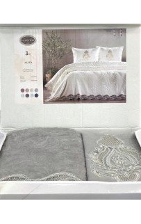Комплект Карвен "ALISA"(покрывало+2 наволочки) евро 3 предмета Y855 gri/серый (акция)