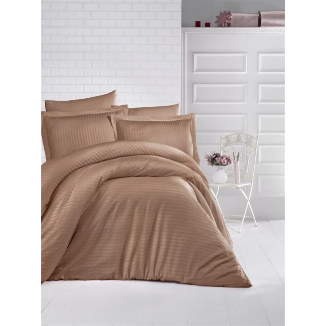 Постельное белье "Карвен" сатин 1,5 спальн. Cizgili Light Brown
