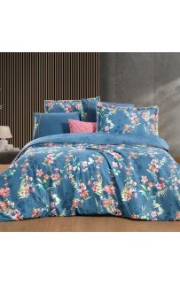 Постельное белье "Sarev" (300 tc) сатин евро N348 LETICIA v1/Mavi.